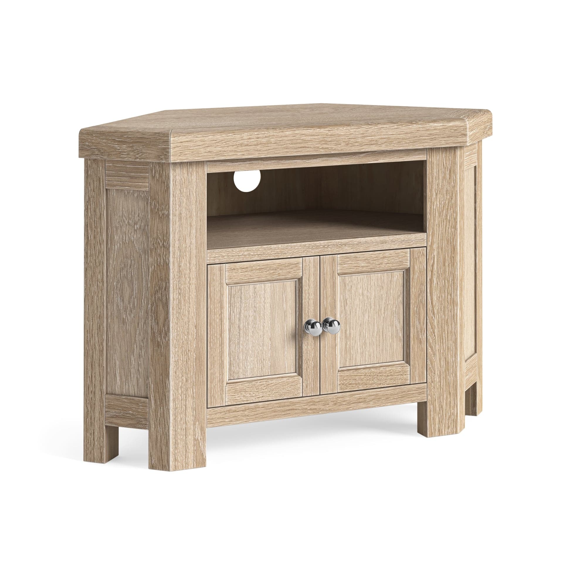 Normandy Corner Tv Unit With 2 Doors White Wash