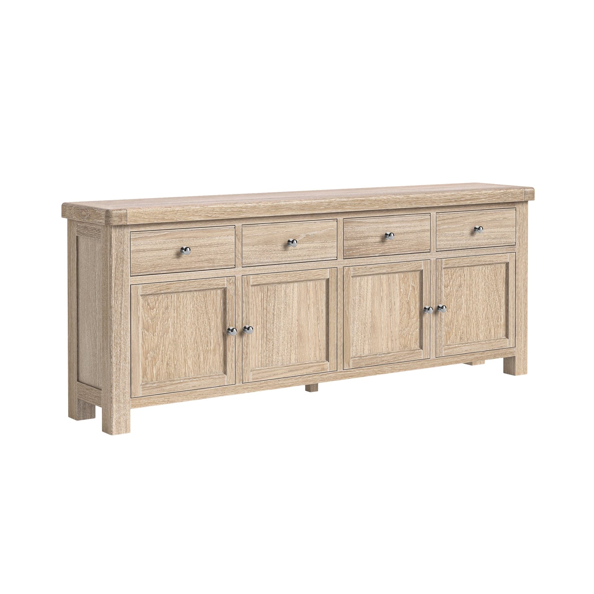 Normandy 4 Drawer + 4 Doors Sideboard White Wash