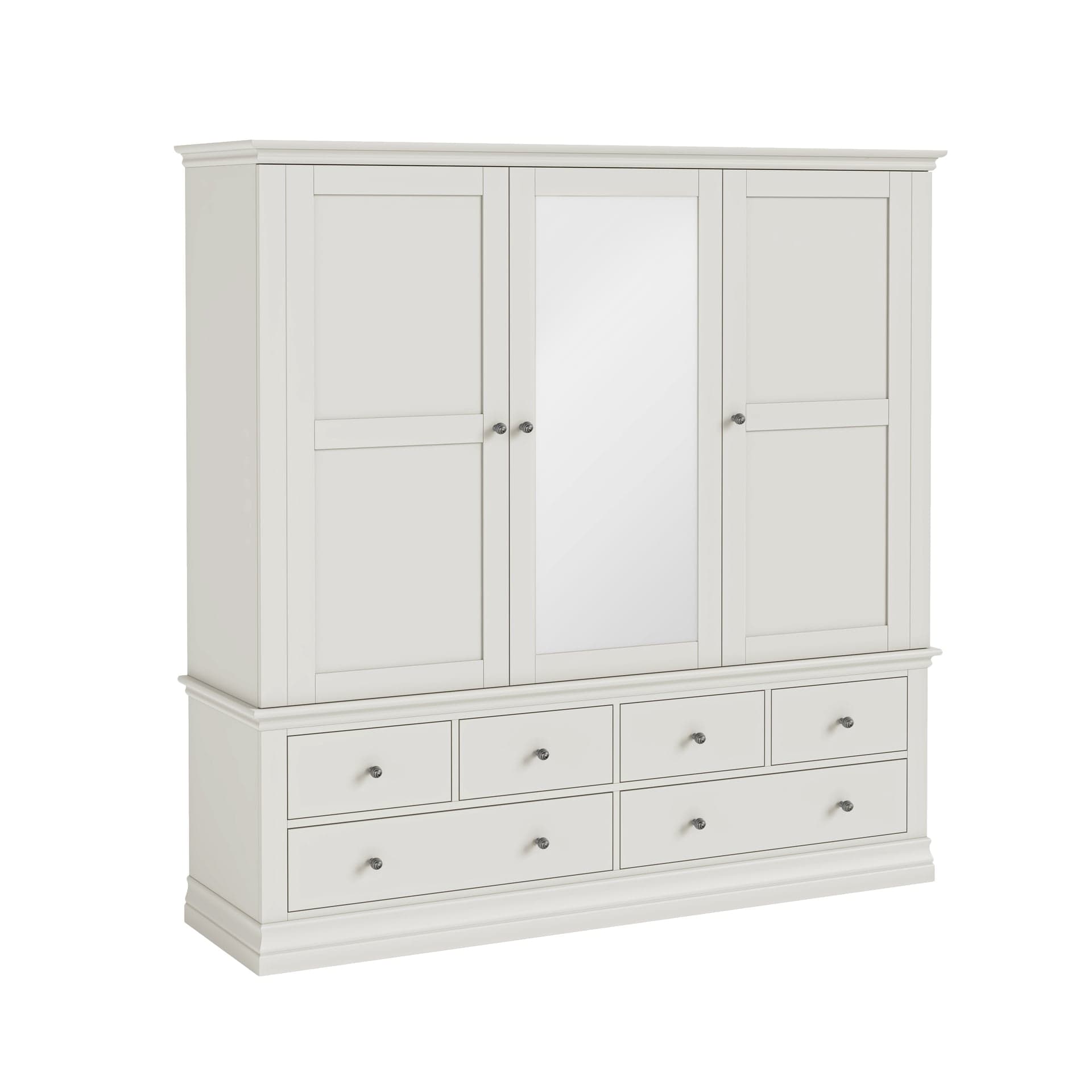 Bordeaux Triple Wardrobe 6 Drawer - Cotton