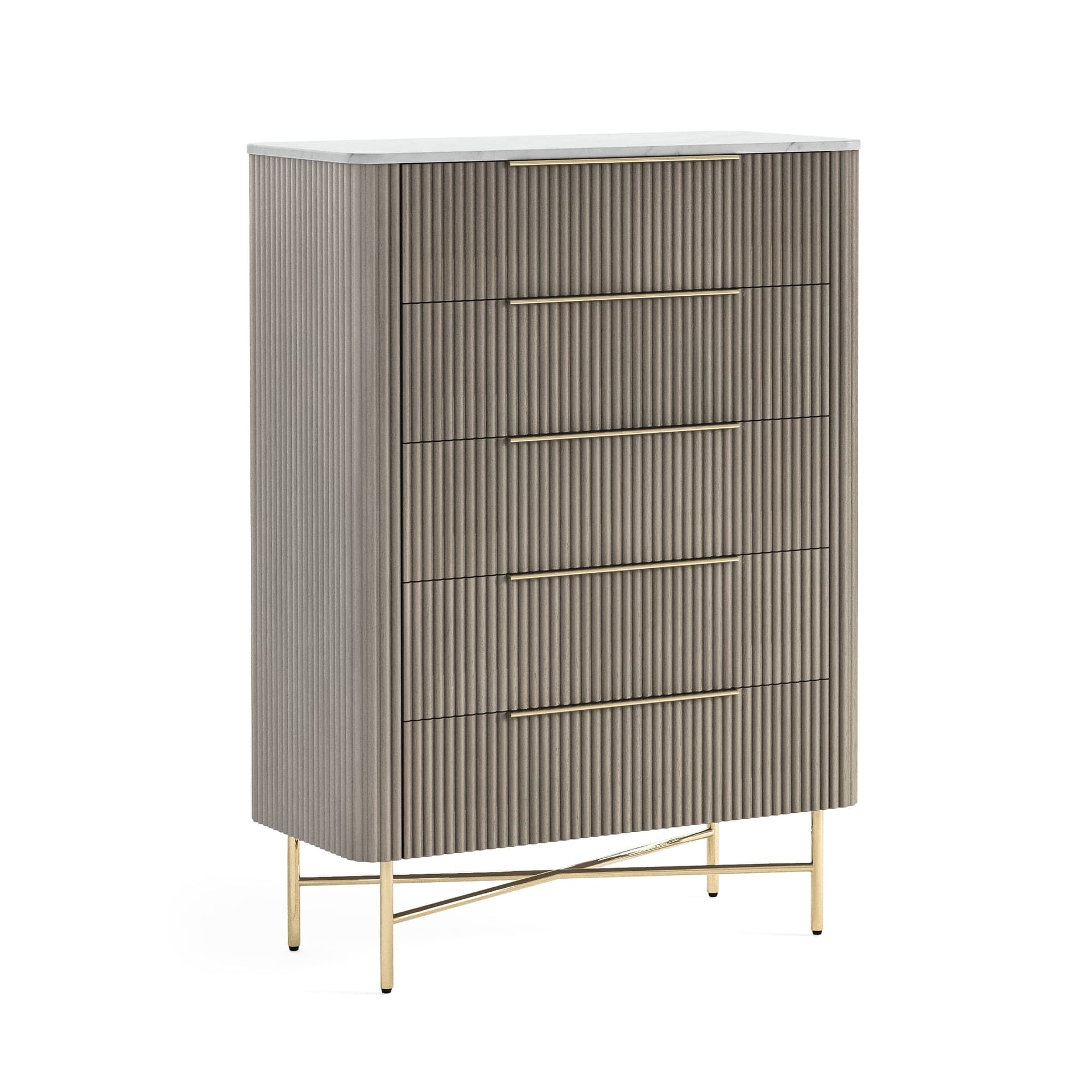 Isabella Fluted Chest 5 Drawer With Handles