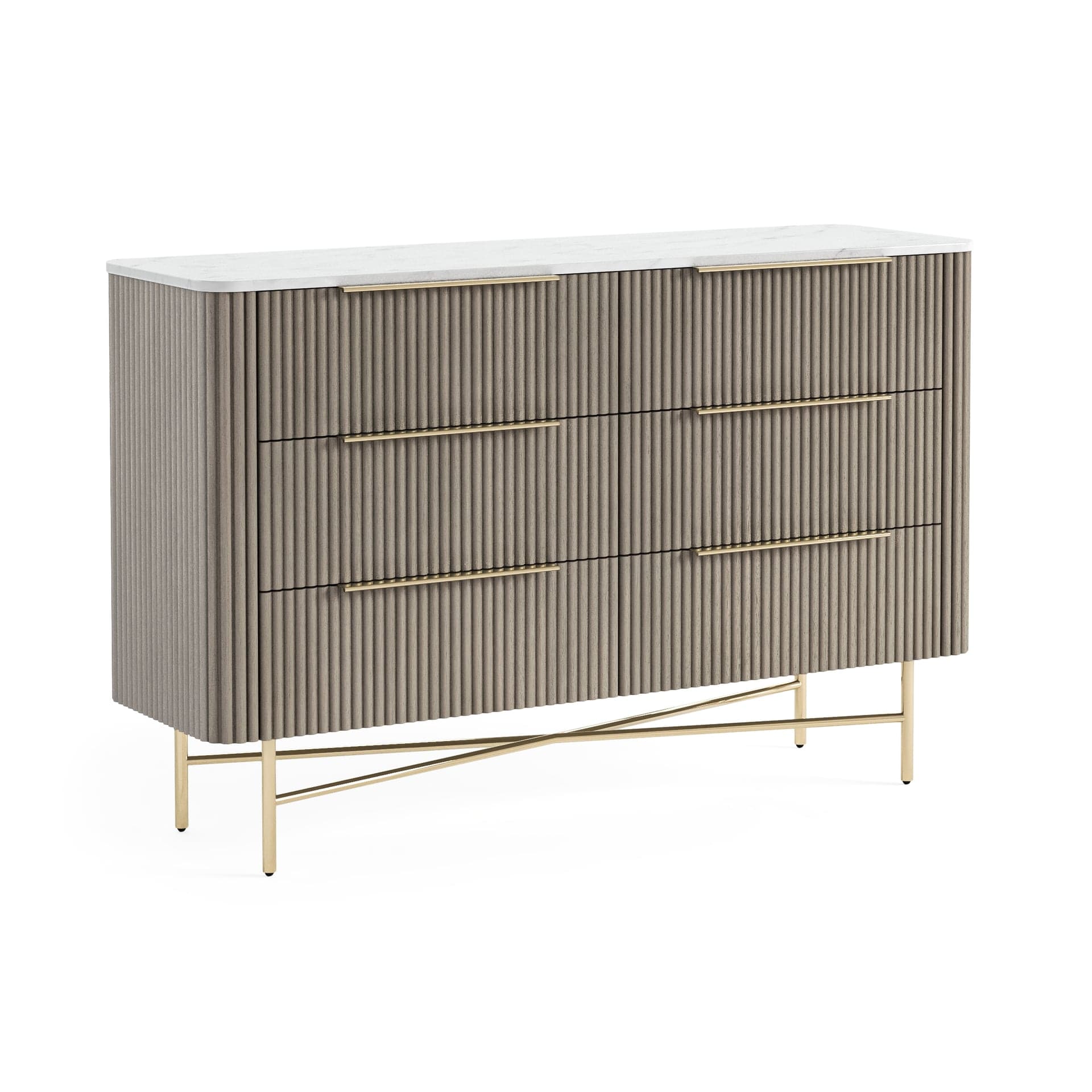 Isabella Fluted 6 Drawer Chest With Handles