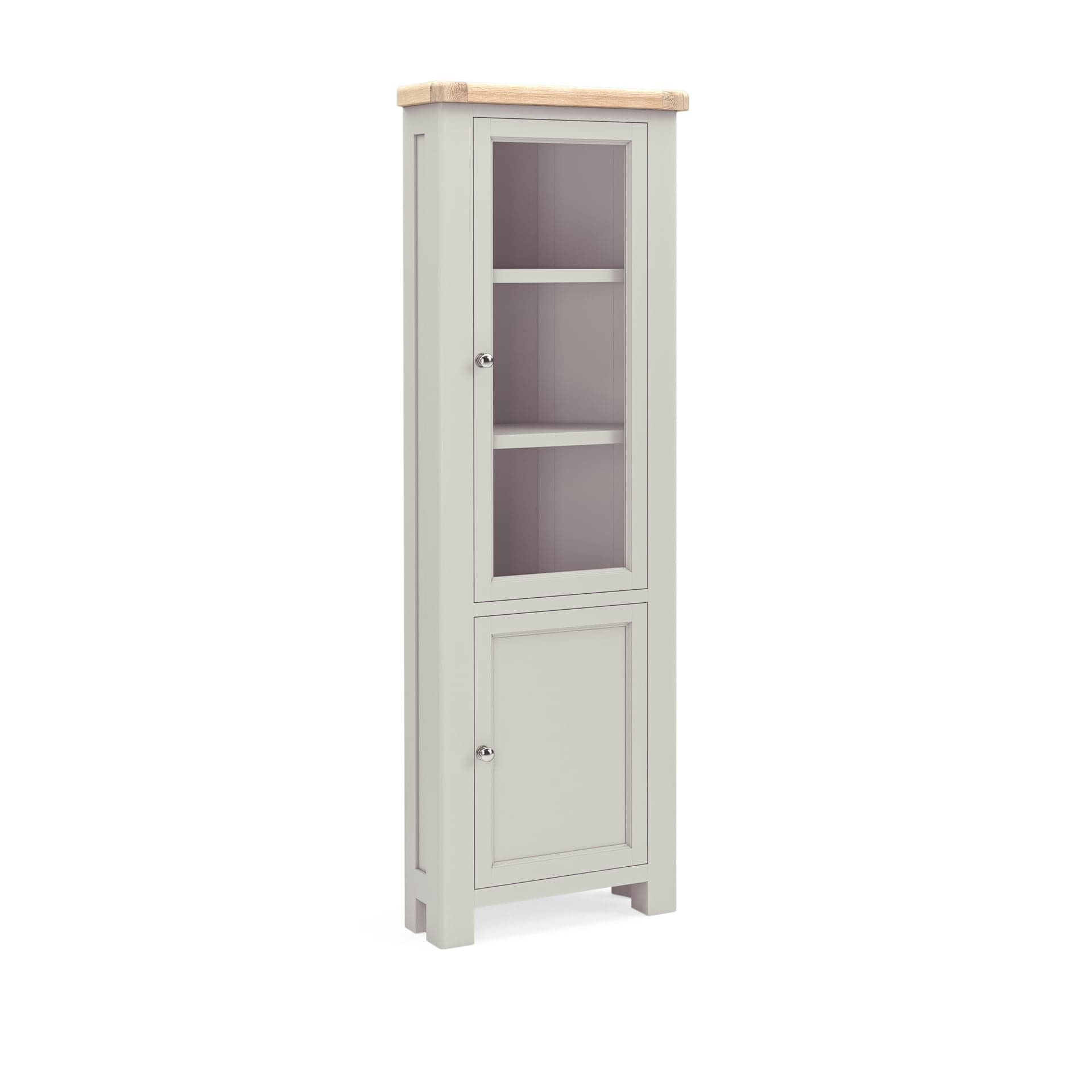 Salcombe Corner Display Cabinet Light Grey