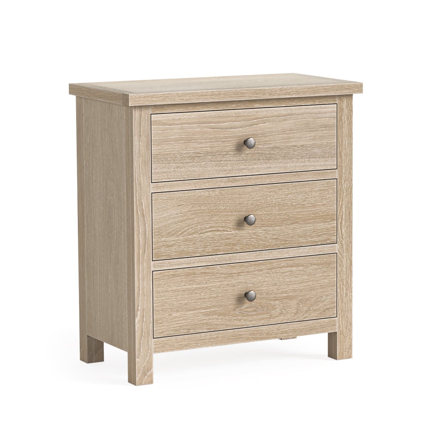 Modern Country 3 Drawer Chest Oak White Wash