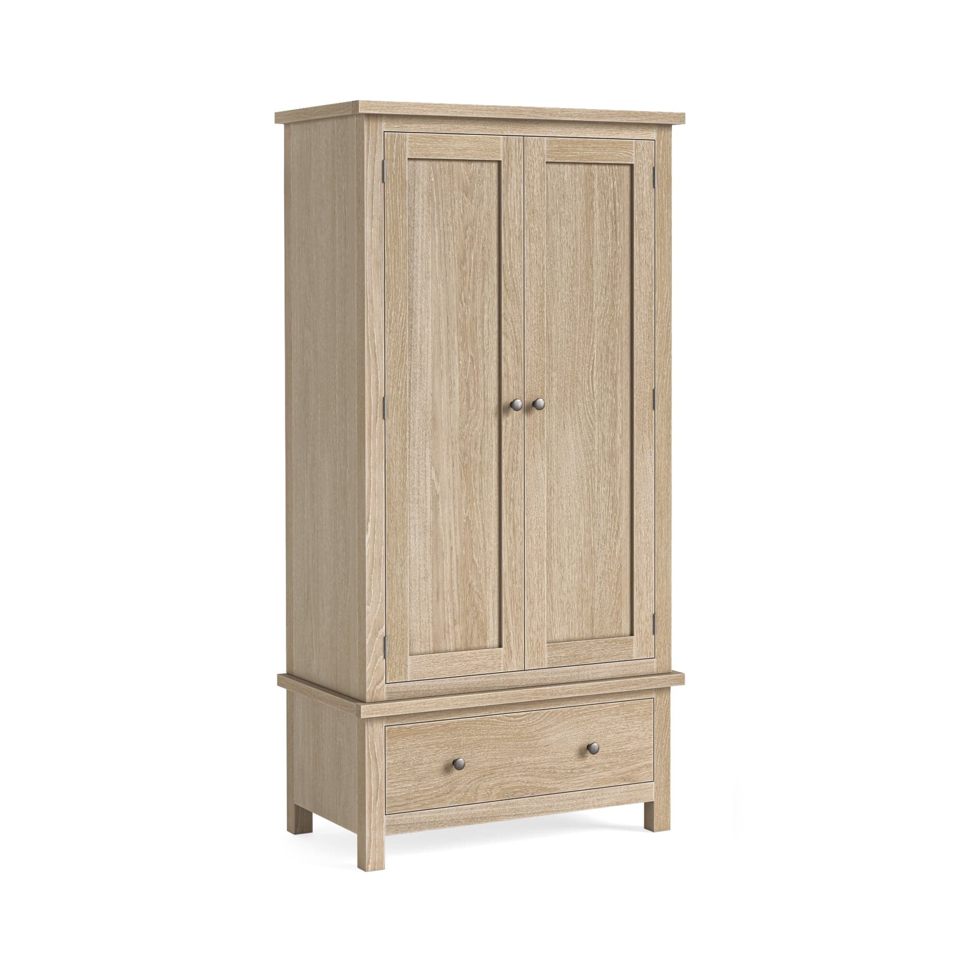 Modern Country Gents Wardrobe Oak White Wash