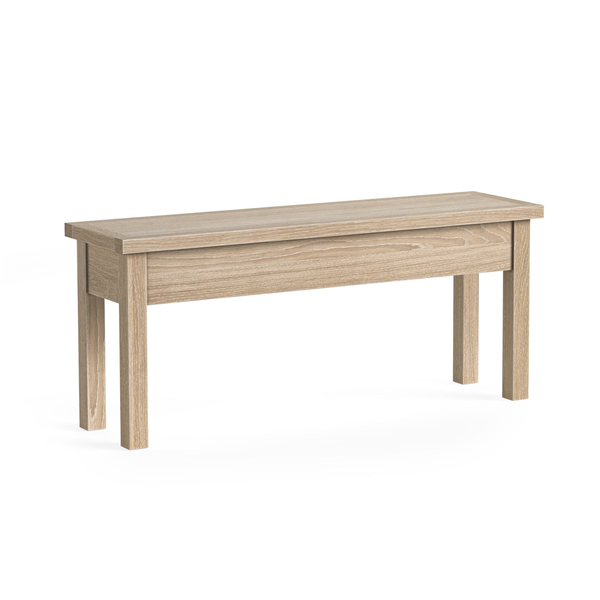 Modern Country Shallow Storage Bench Oak White Wash