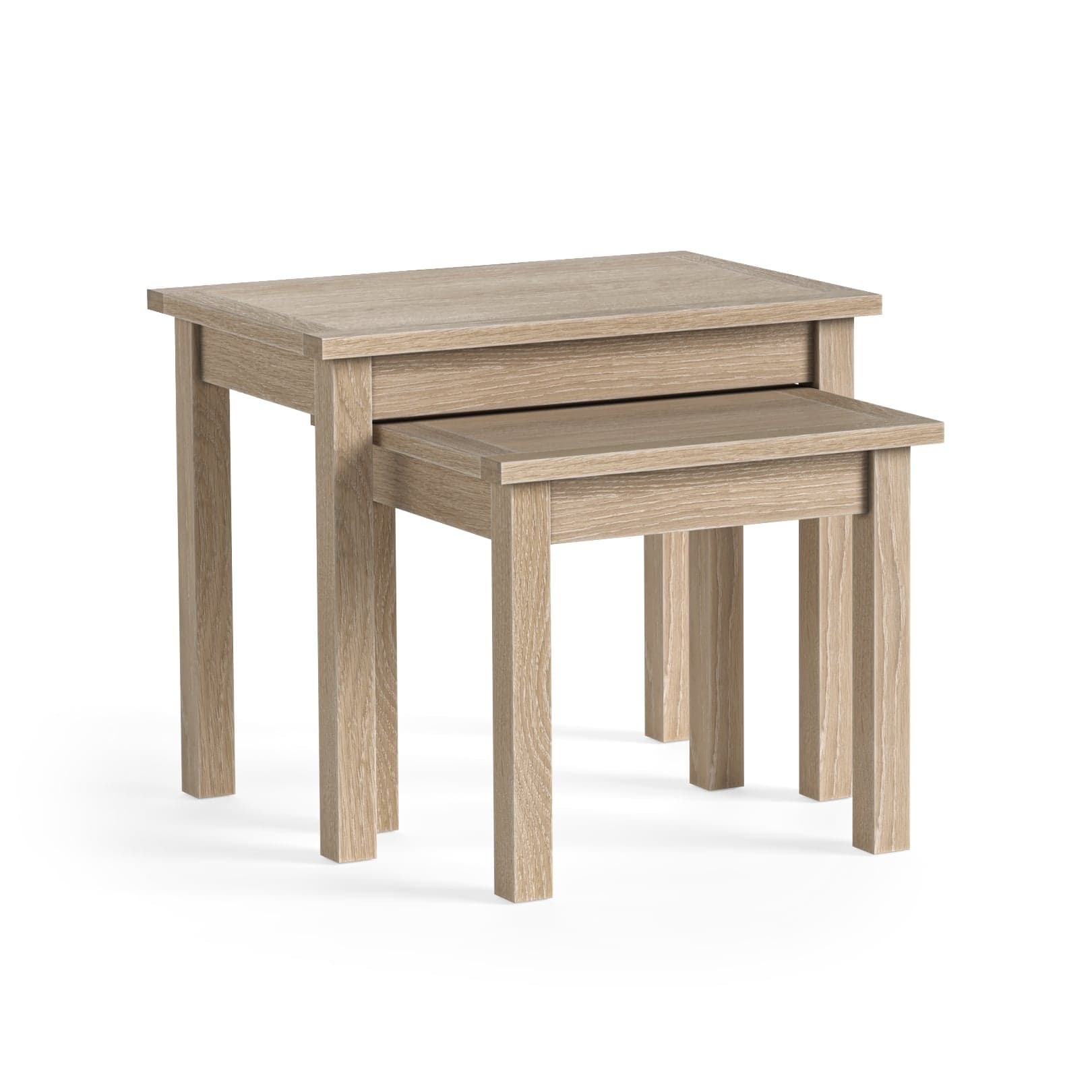 Modern Country Nest of Table Oak White Wash
