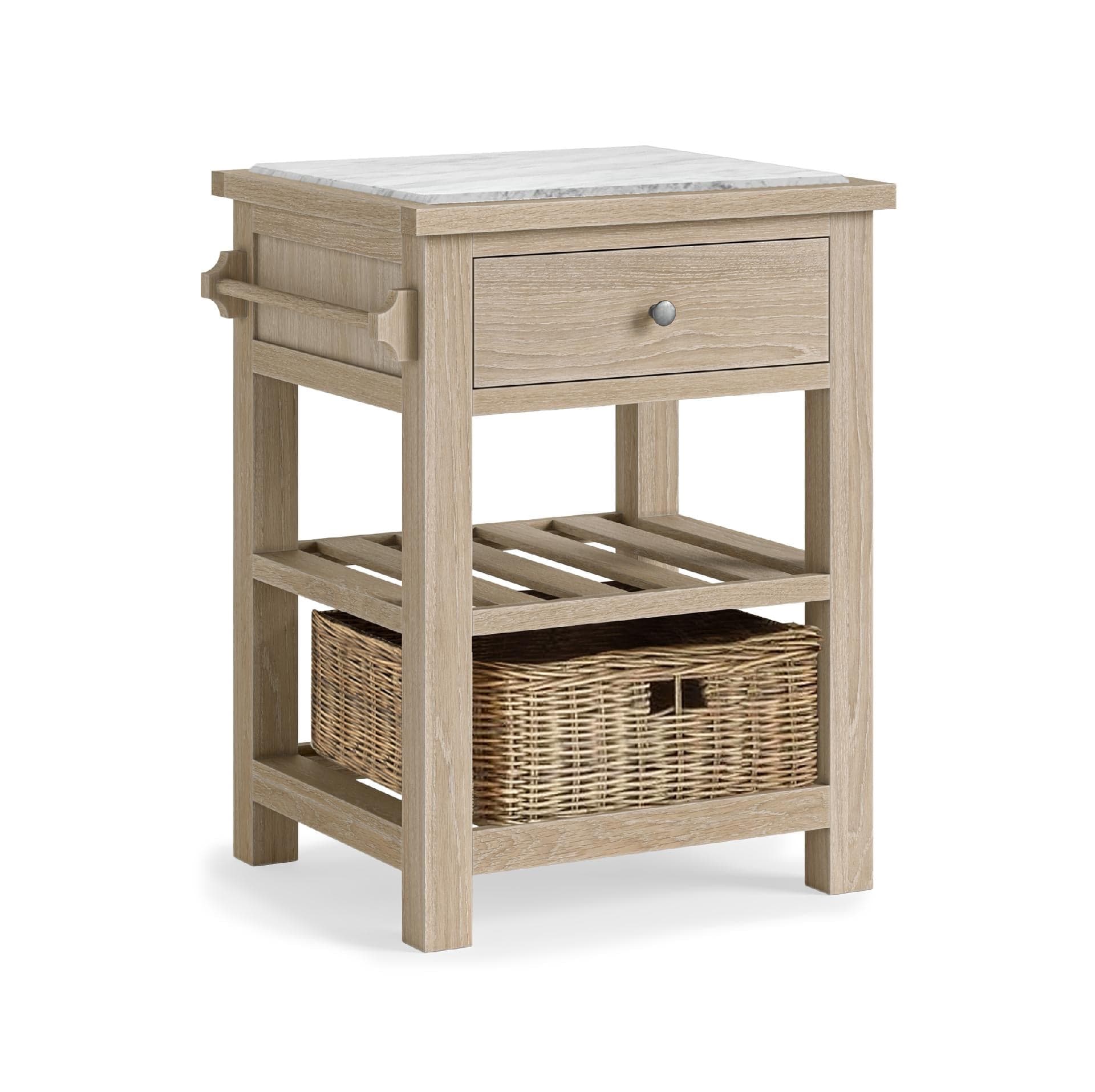 Modern Country Small Kitchen Island Oak White Wash