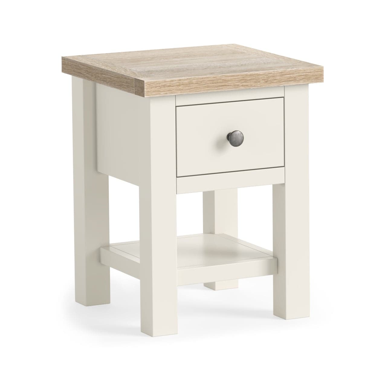 Modern Country Lamp Table With Shelf Coconut