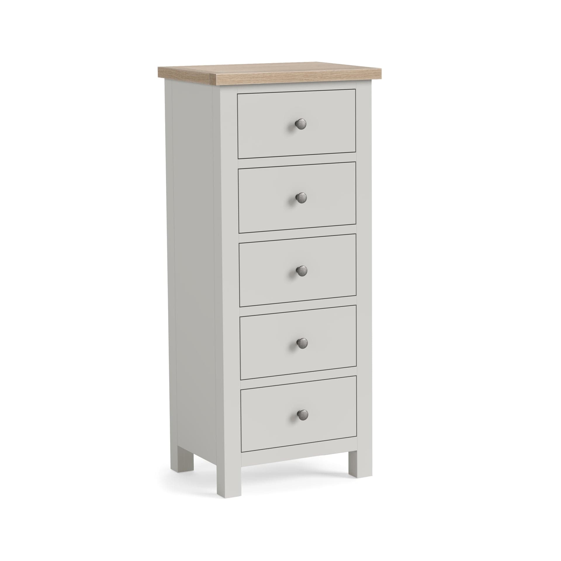Modern Country 5 Drawer Tall Chest Light Grey