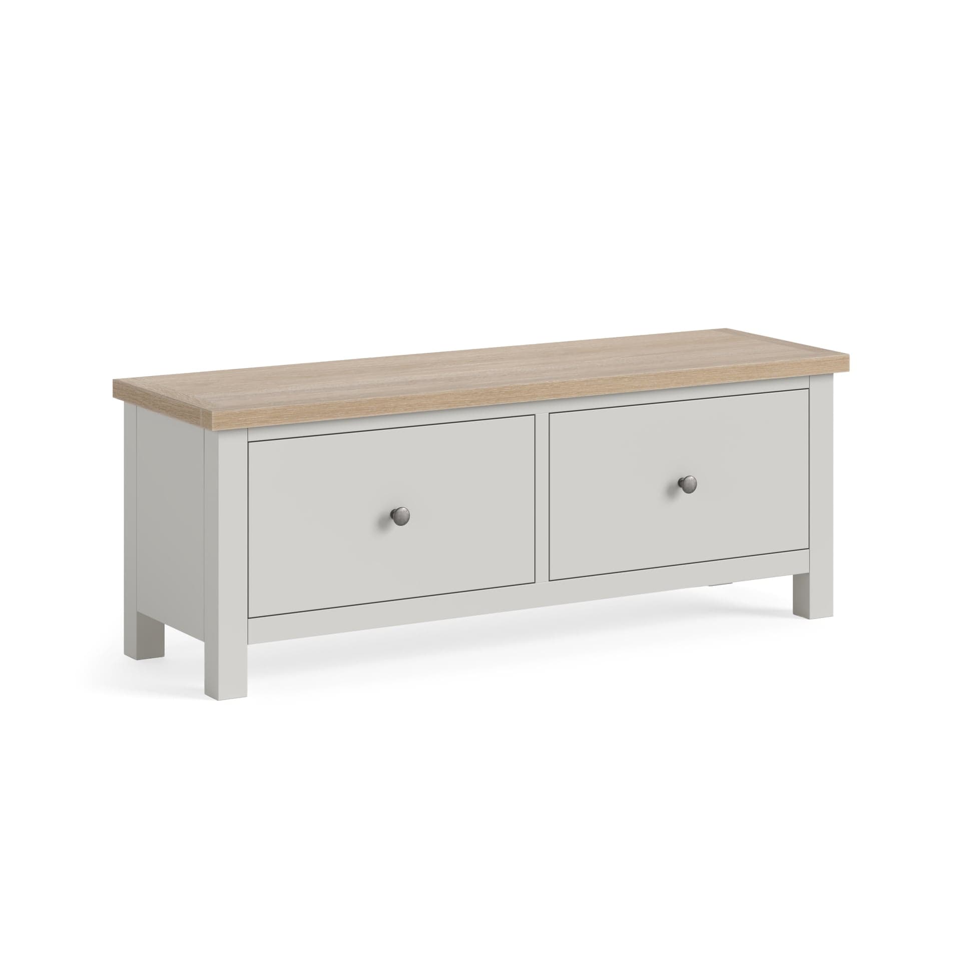 Modern Country Large 2 Drawer Bench Light Grey