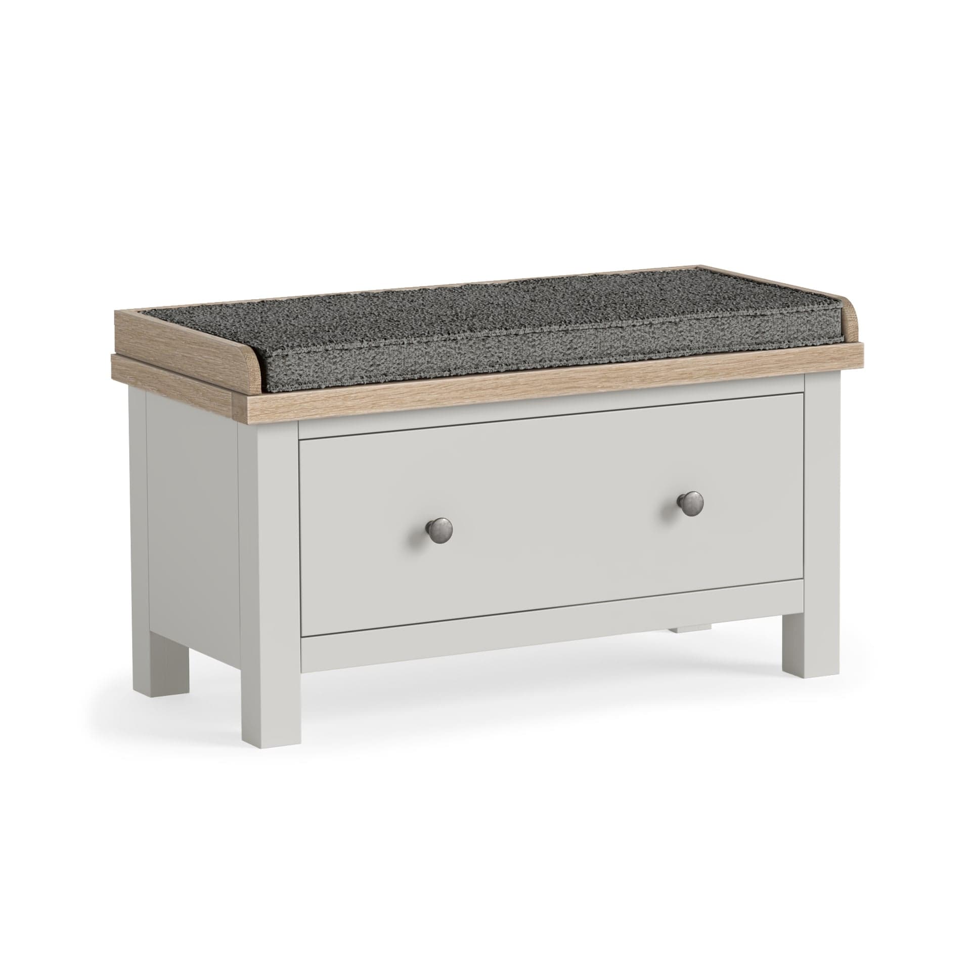 Modern Country Hallway Bench With Drawer Light Grey