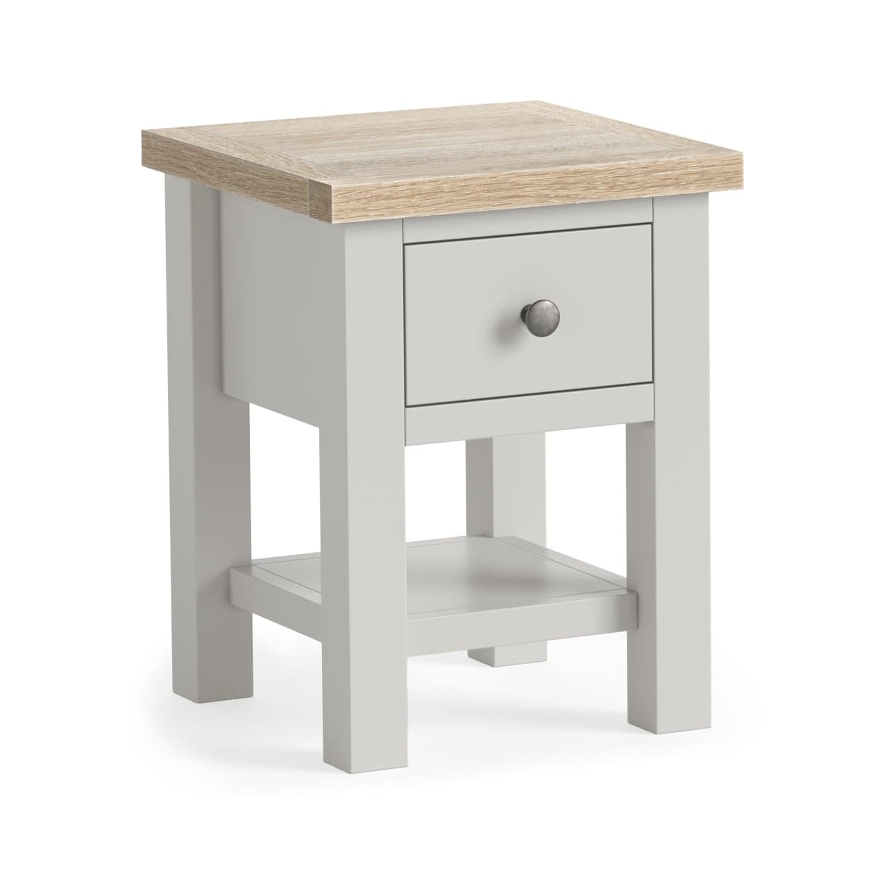 Modern Country Lamp Table With Shelf Light Grey