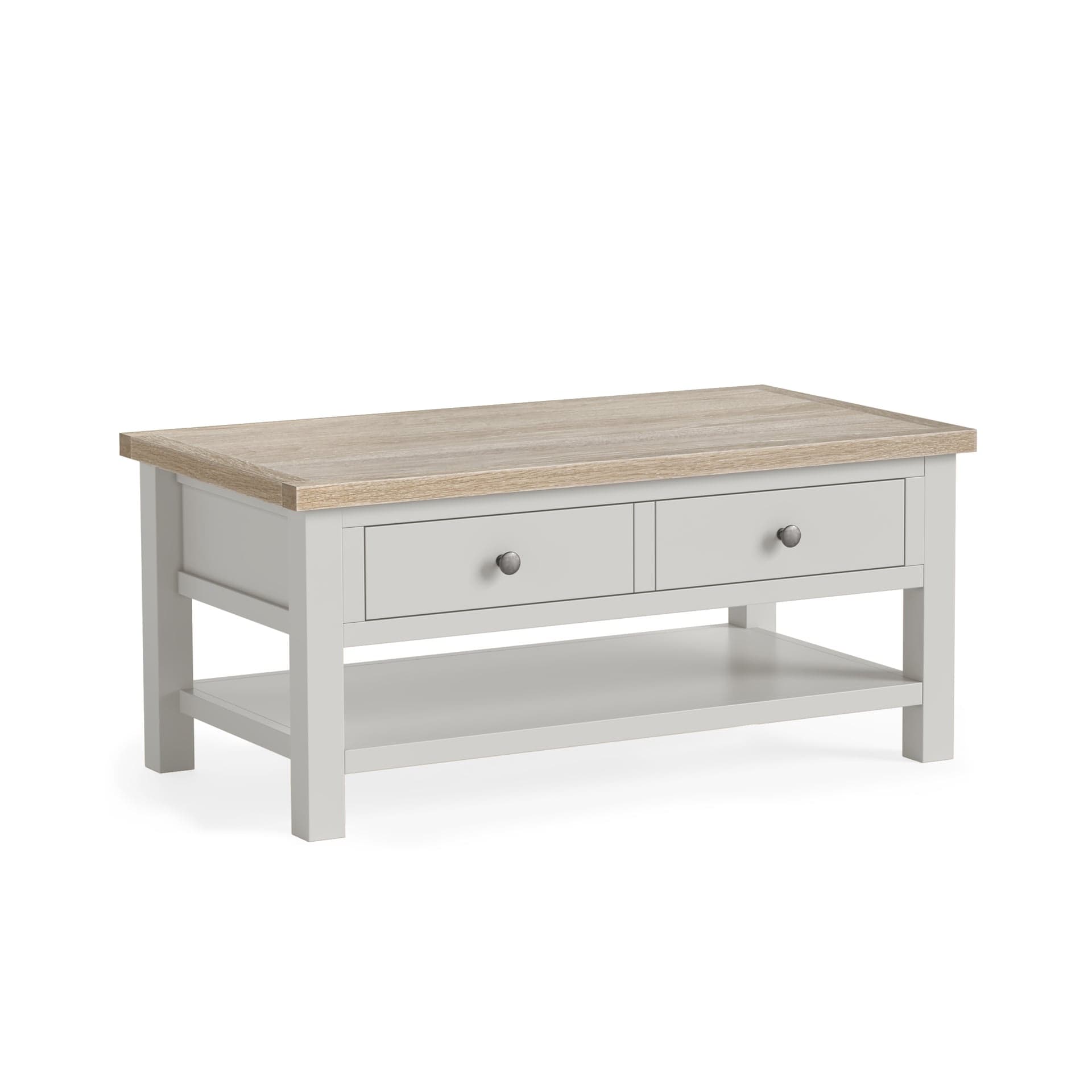 Modern Country Coffee Table With Shelf Light Grey