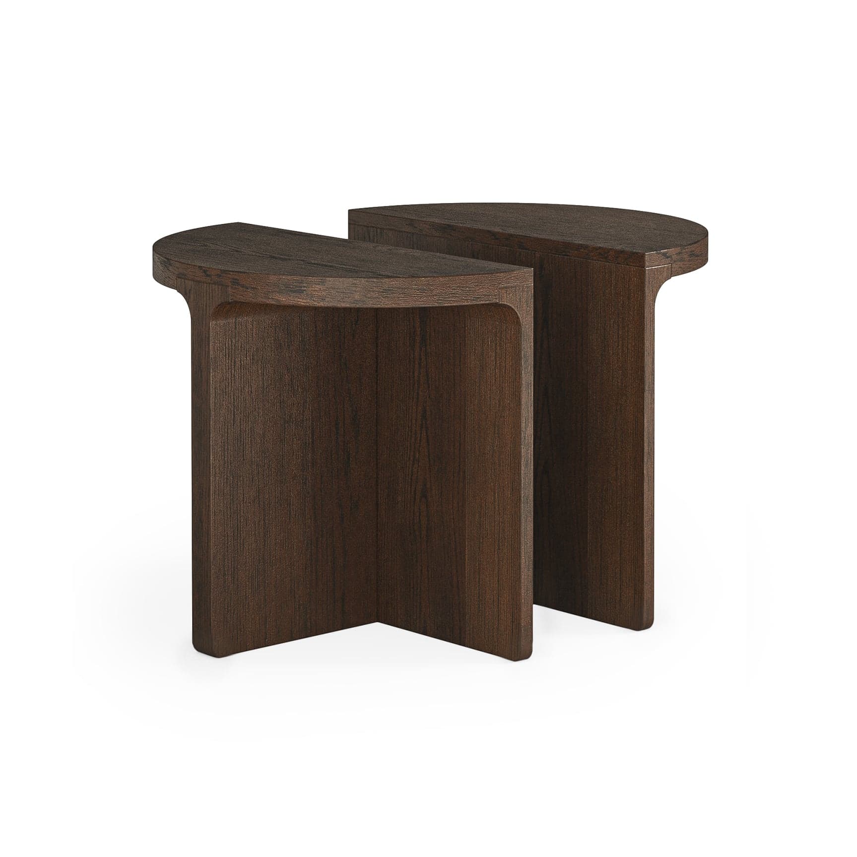 California Half Moon Nest of Table With Wooden Top