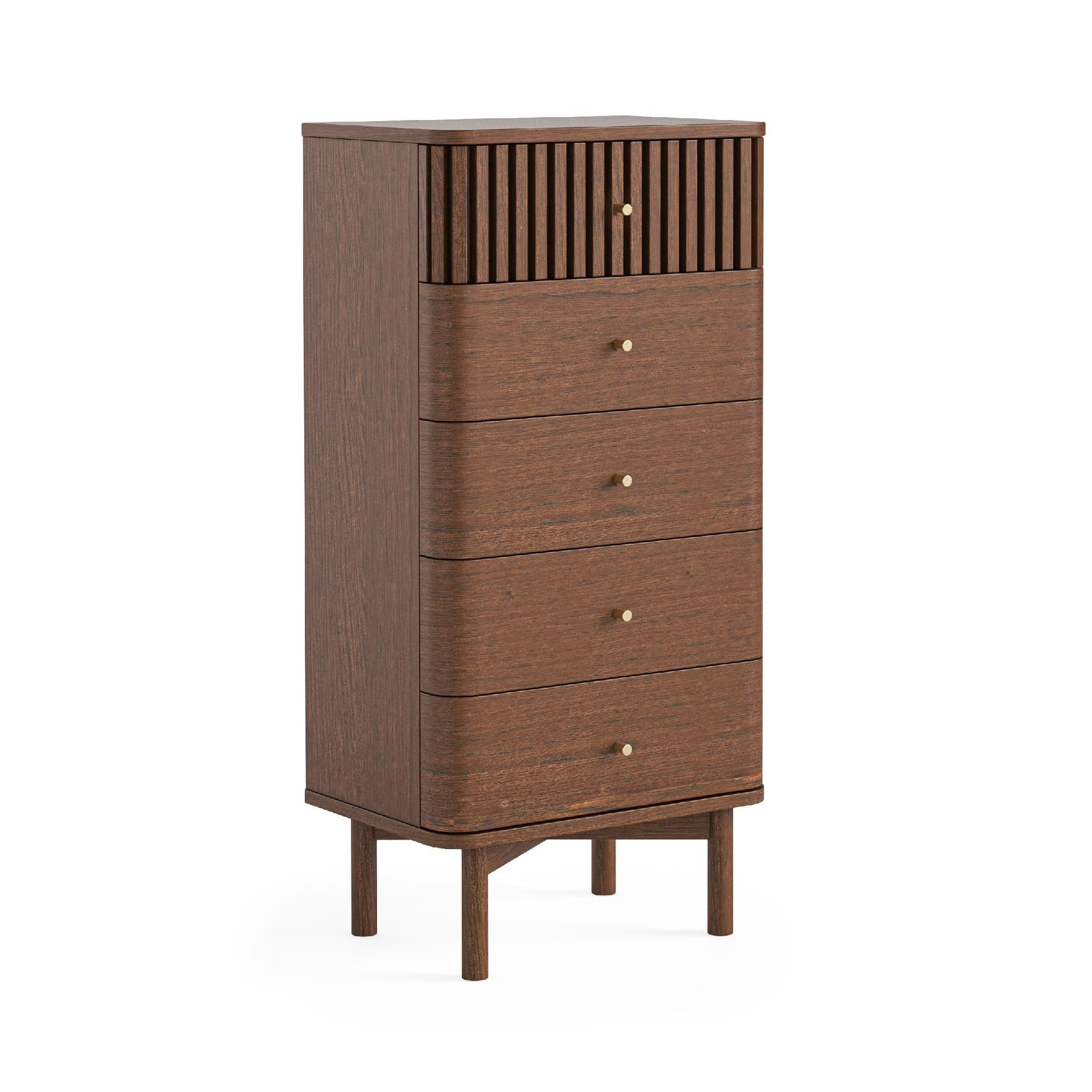 Soho 5 Drawer Tallboy Chest Brown