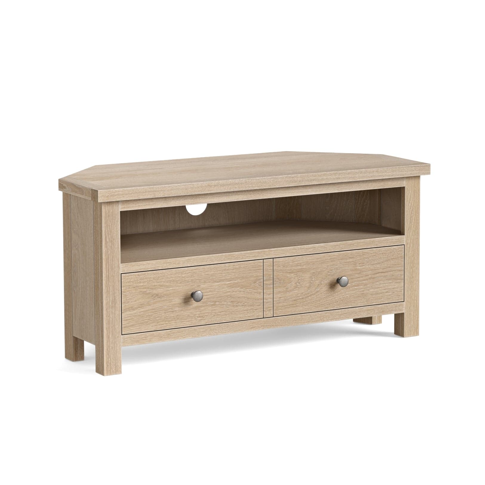 Modern Country Corner Tv Unit Oak Whitewash