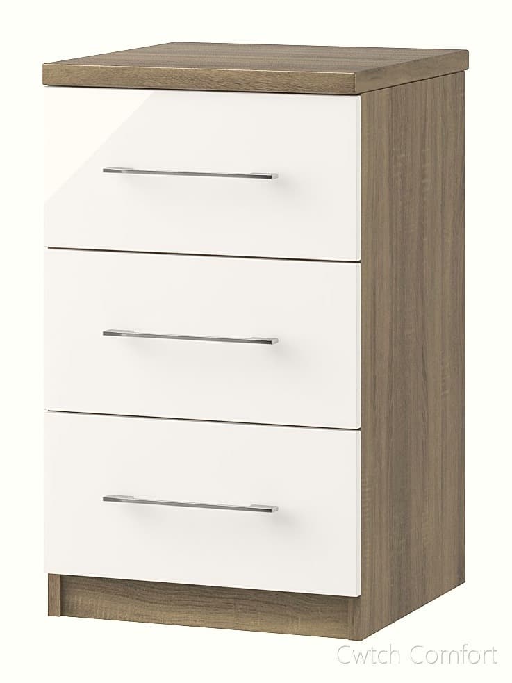 Catania Matt 3 Drawer Bedside