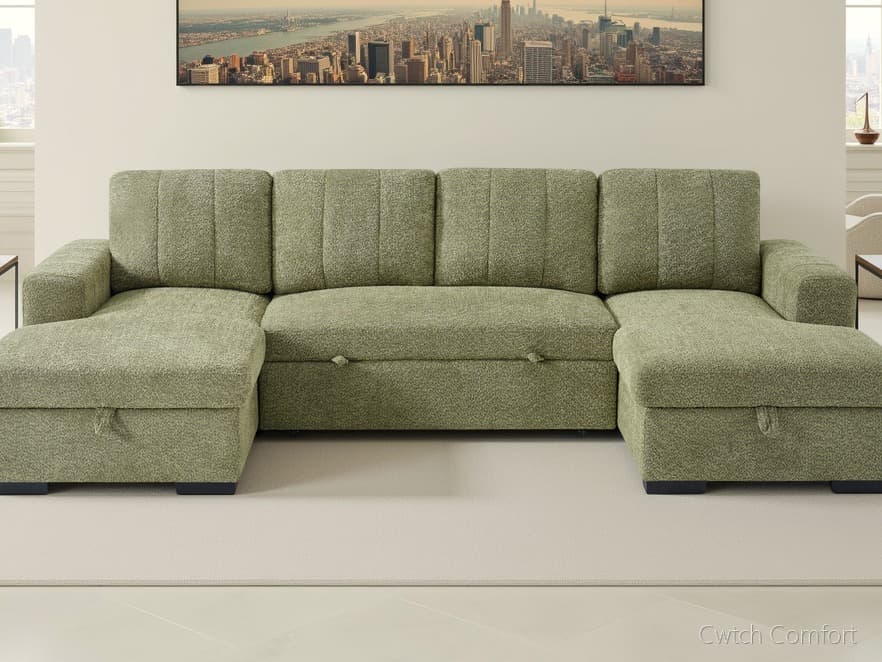 Como Sofabed Green U Shape Corner