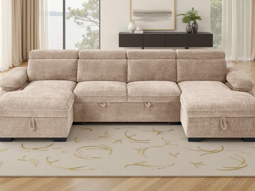 Hudson Sofabed Beige U Shape Corner
