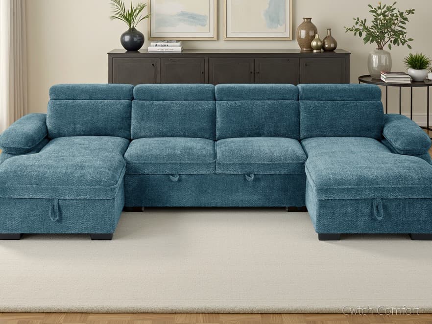 Hudson Sofabed Blue U Shape Corner