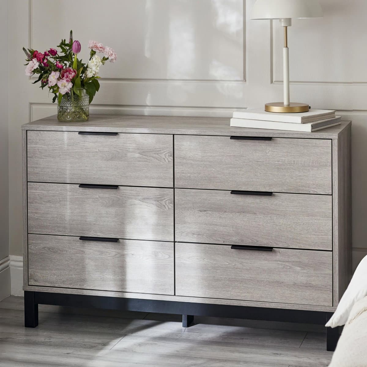 Bali 6 Drawer Wide Chest - Grey Oak