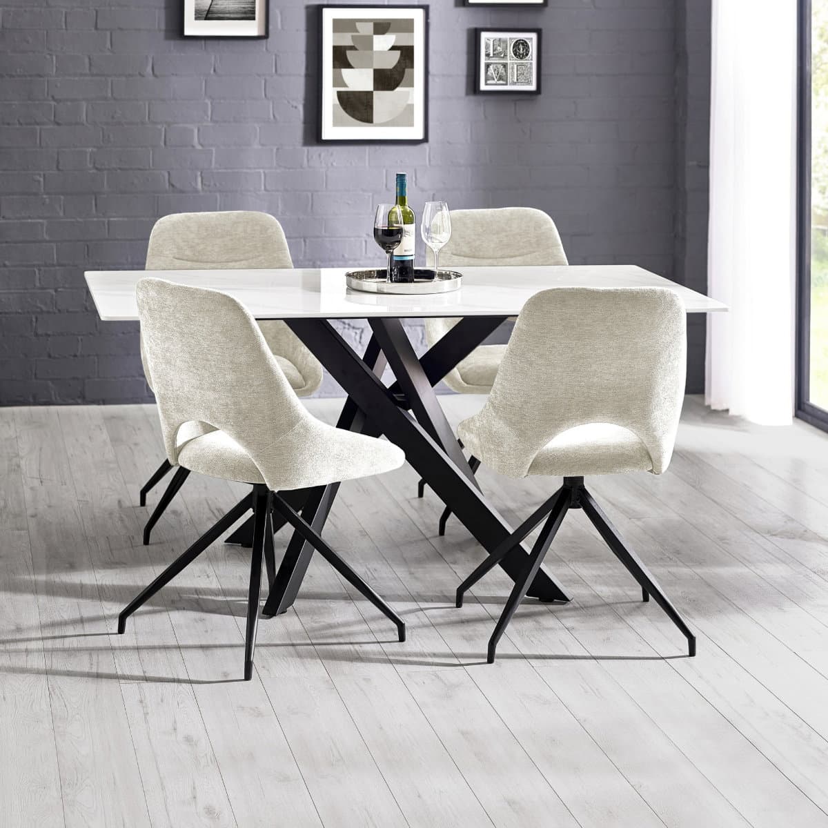 Bradley White Marble Dining Table
