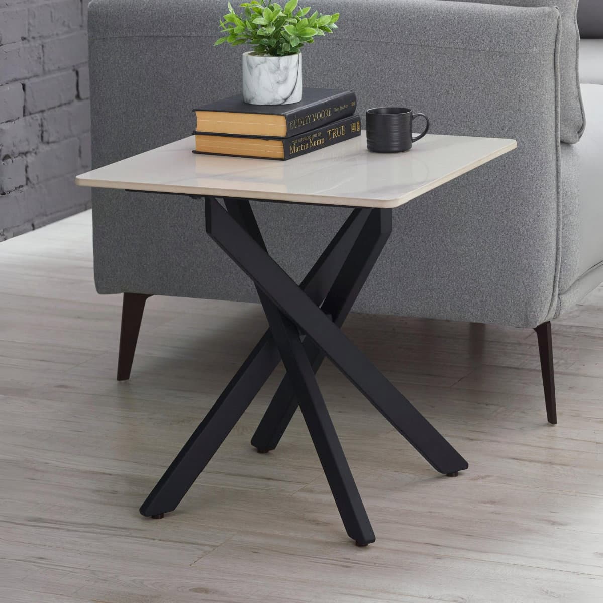 Bradley White Marble Lamp Table