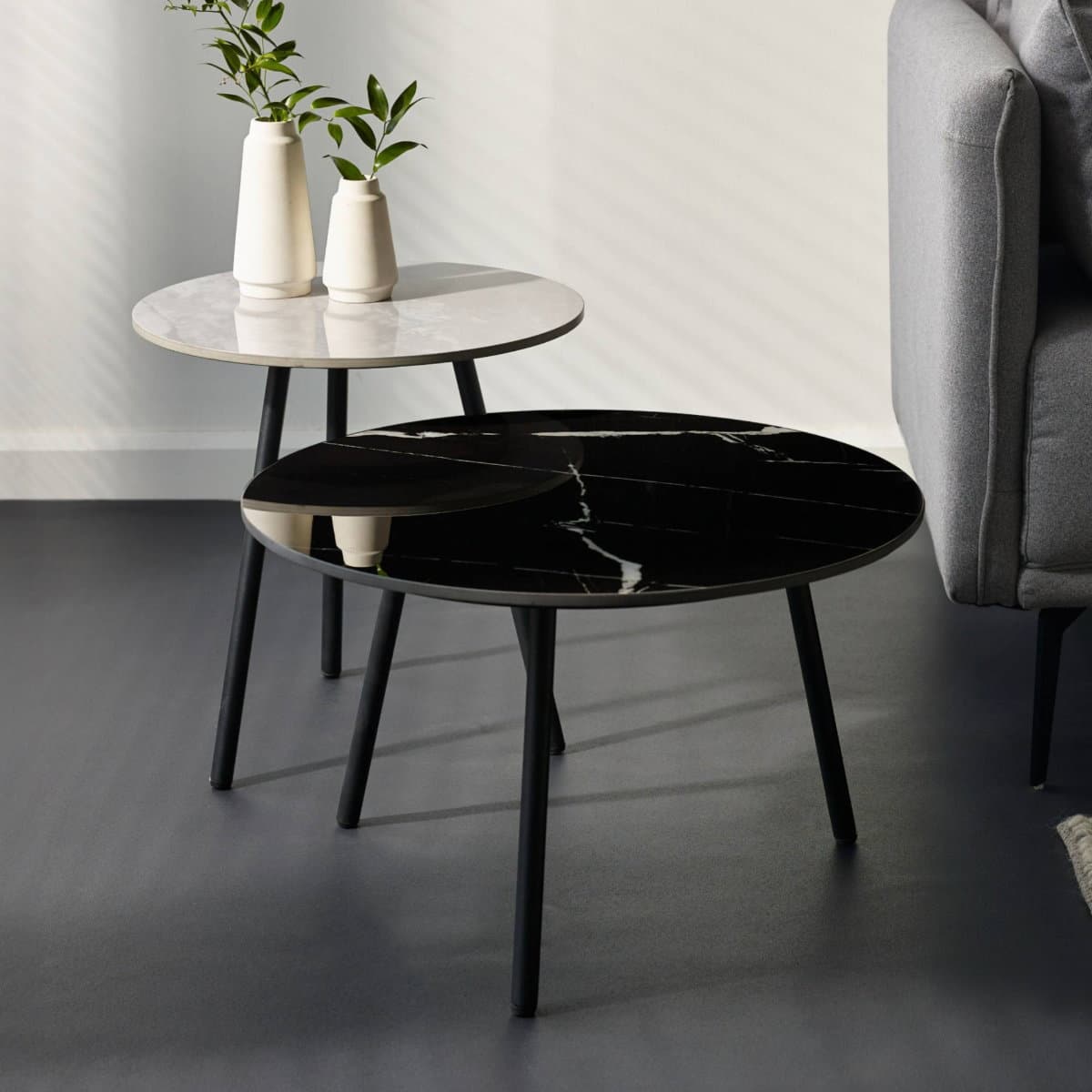 Casper Nest of Tables - Grey & Black