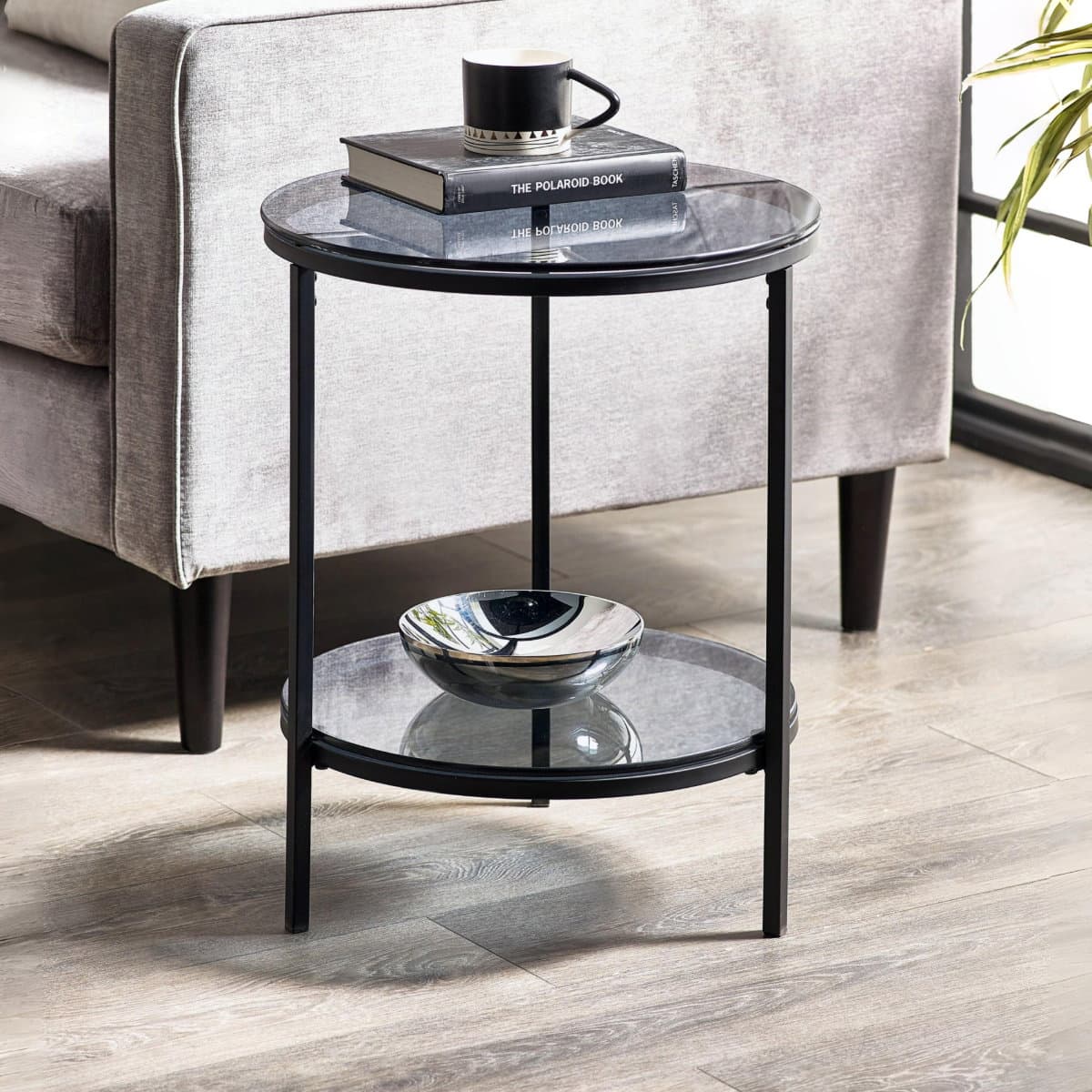 Chicago Circular Lamp Table - Smoked Glass