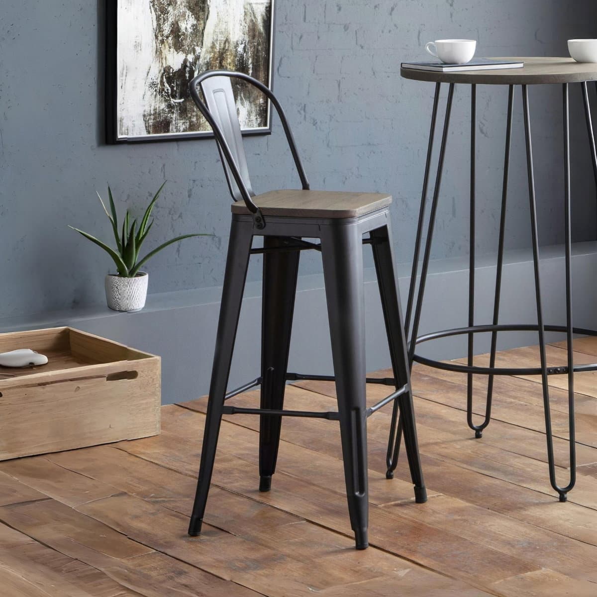 Set Of 2 Grafton Metal Bar Stools