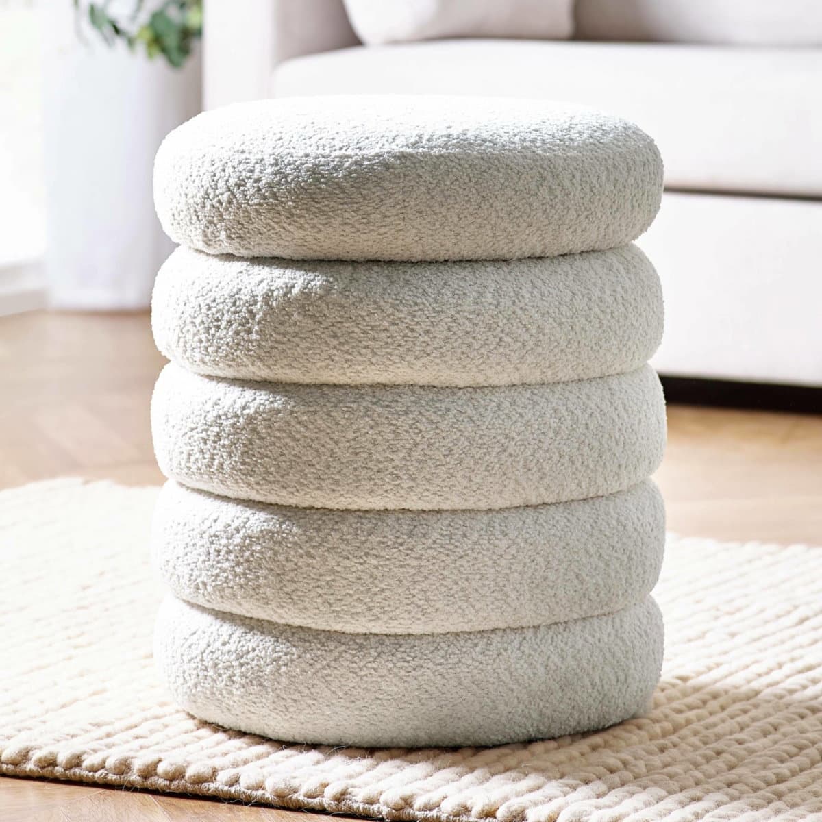 Hailey Ivory Bouclé Upholstered 40cm Storage Stool