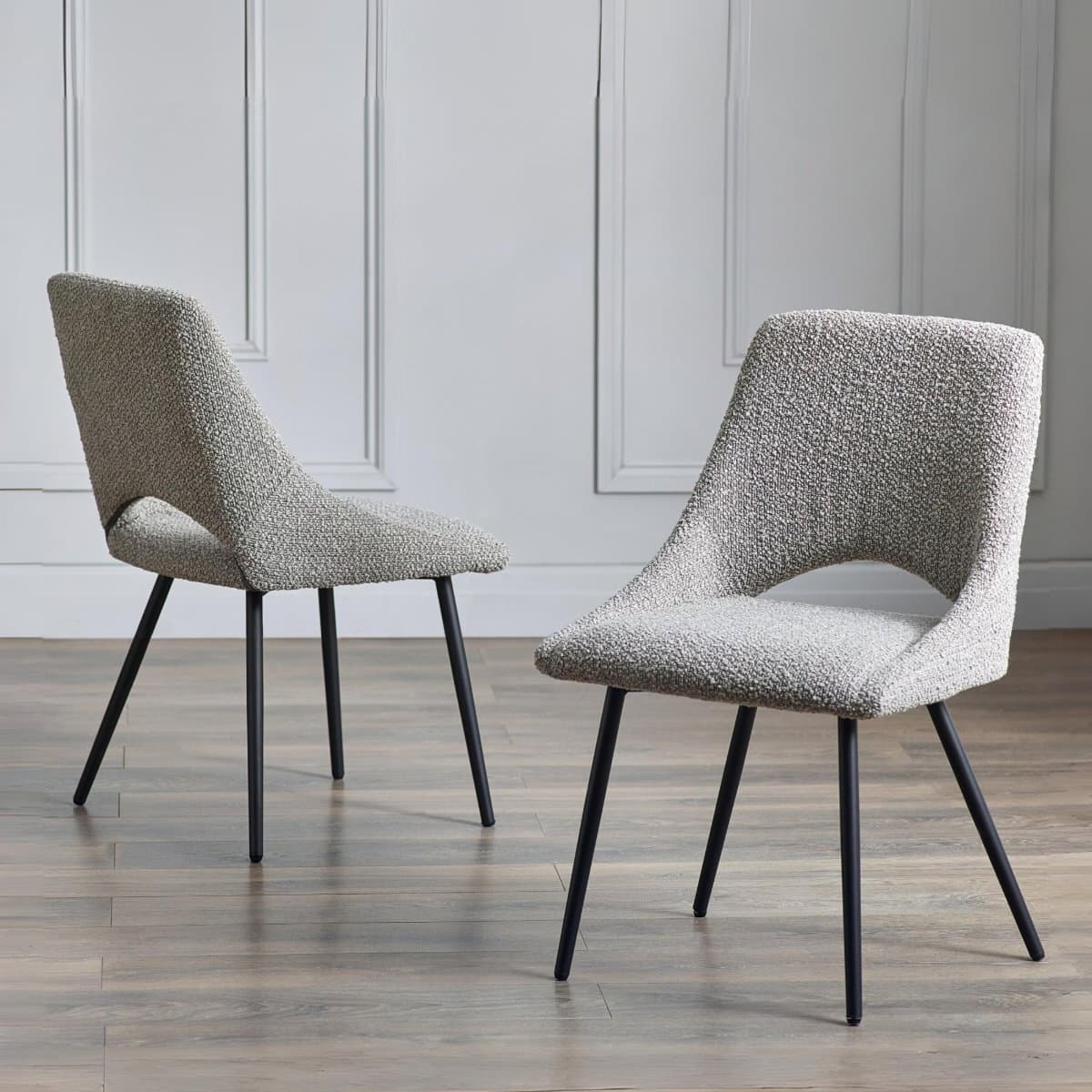 Set Of 2 Iris Boucle Dining Chairs