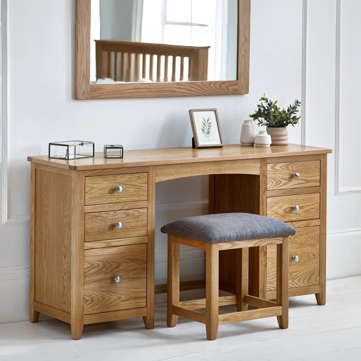 Mallory Twin Pedestal Dressing Table + Stool Set - FSC MIX (INT-COC-002320)