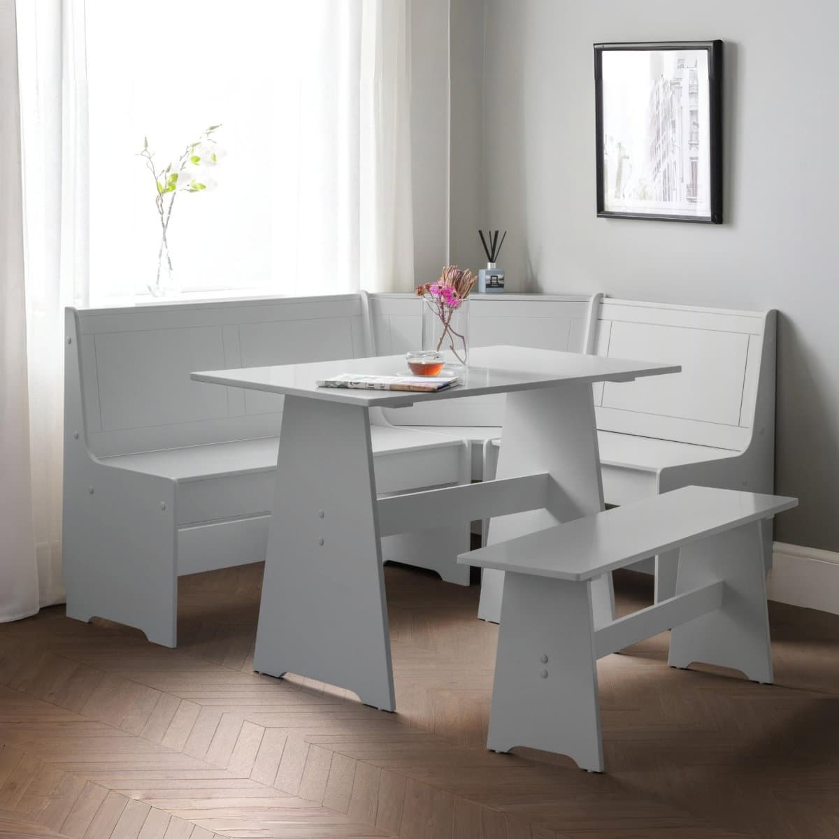 Newport Corner Dining Set - Dove Grey