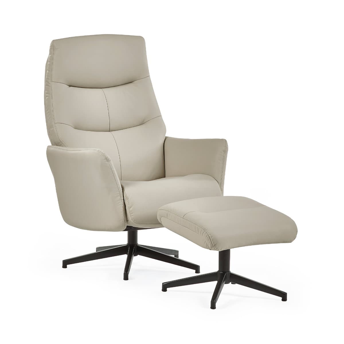 Priya Grey Faux PU Leather Recliner Chair and Stool