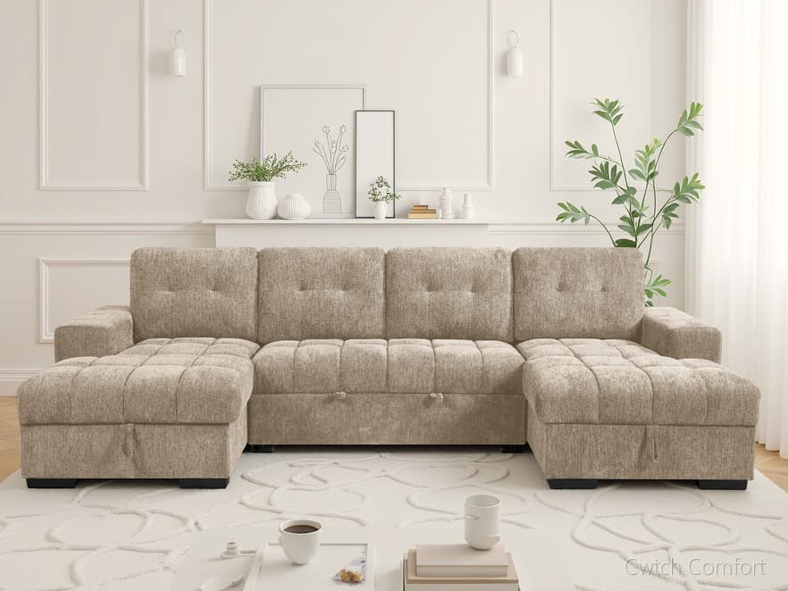 Palermo Sofabed Beige U Shape Corner