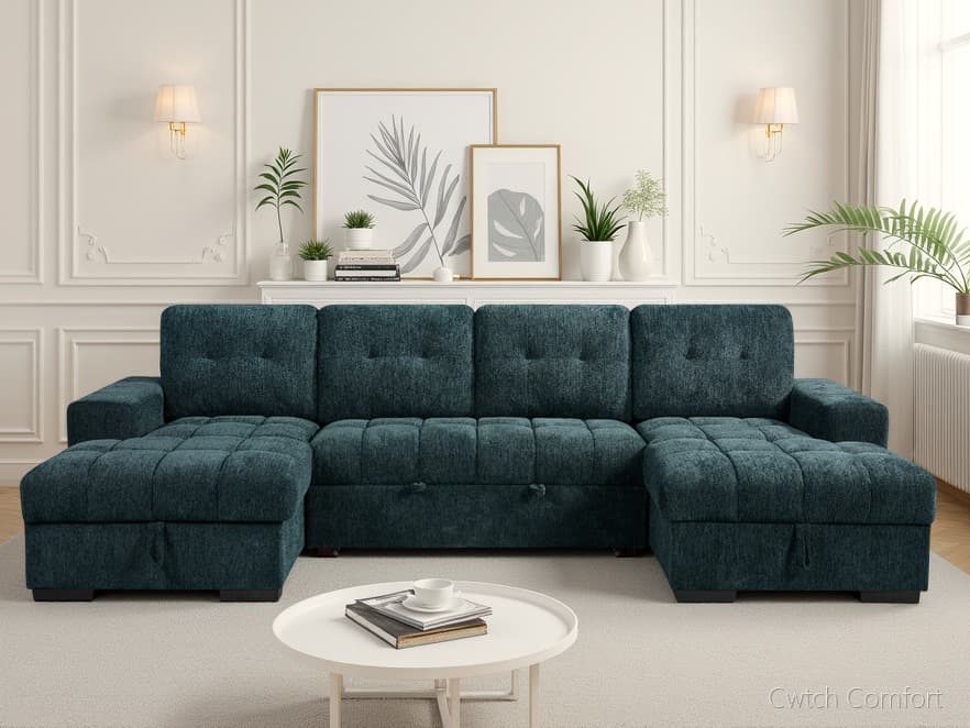 Palermo Sofabed Teal U Shape Corner