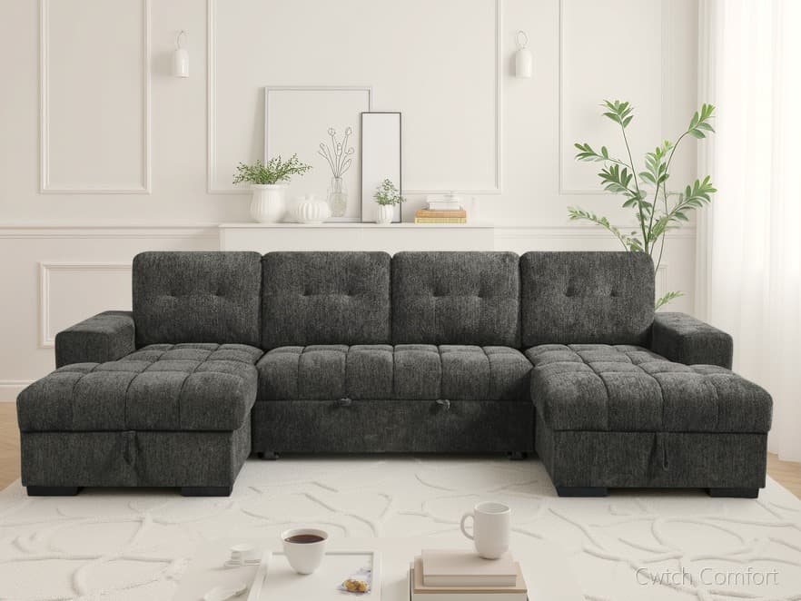 Palermo Sofabed Grey U Shape Corner